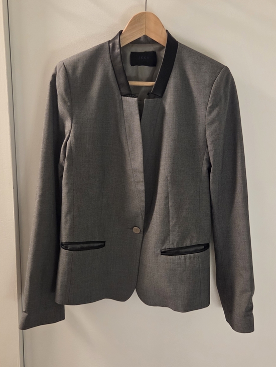 Ikks Jackets & Blazers - Ikks Grey Blazer with Black Faux-Leather Collar